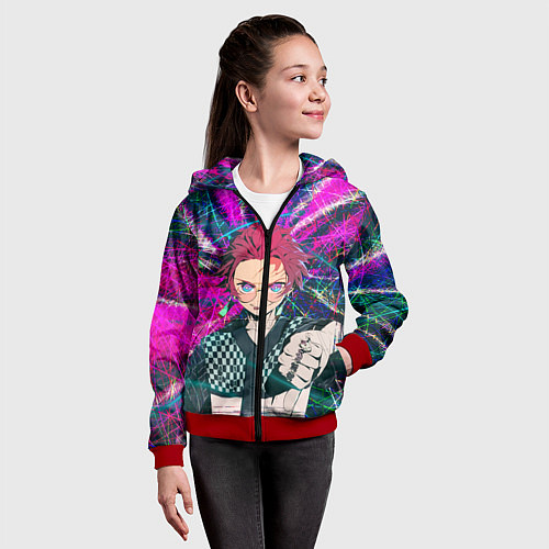 Детская толстовка на молнии Танджиро Камадо / 3D-Красный – фото 4