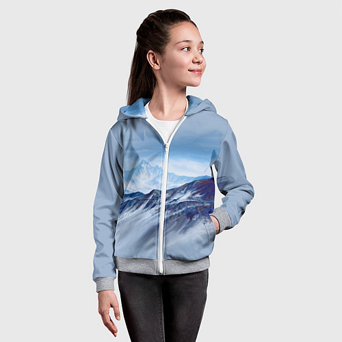 Детская толстовка на молнии Серо-голубые горы / 3D-Меланж – фото 4