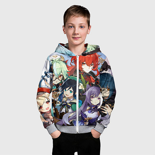 Детская толстовка на молнии Персонажи Genshin Impact / 3D-Меланж – фото 3