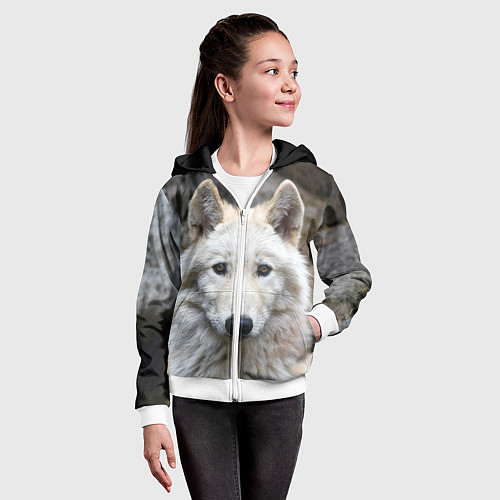 Детская толстовка на молнии Волк / 3D-Белый – фото 4