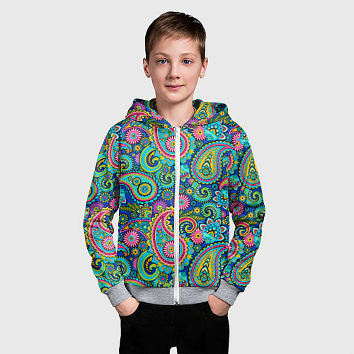 Детская толстовка на молнии Славянские Узоры / 3D-Меланж – фото 3