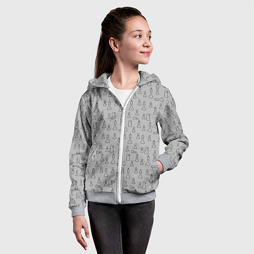 Детская толстовка на молнии Шахматы / 3D-Меланж – фото 4