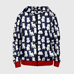 Толстовка на молнии детская Собаки Пушистики, цвет: 3D-красный