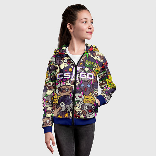 Детская толстовка на молнии CS:GO - Paw Paw Лапки / 3D-Синий – фото 4