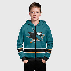 Толстовка на молнии детская Сан-Хосе Шаркс Форма1, цвет: 3D-черный — фото 2