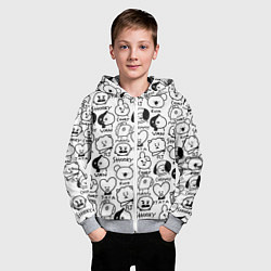 Толстовка на молнии детская BTS BT21, цвет: 3D-меланж — фото 2