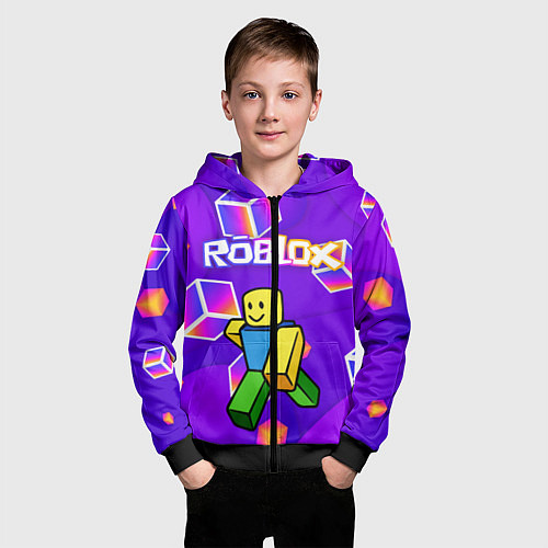 Детская толстовка на молнии ROBLOX КУБЫ / 3D-Черный – фото 3