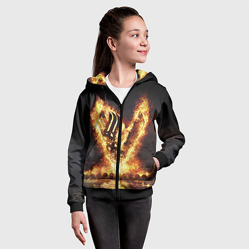 Детская толстовка на молнии ВИКИНГИ VIKINGS V / 3D-Черный – фото 4