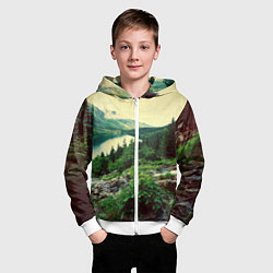 Толстовка на молнии детская Красивый лес, цвет: 3D-белый — фото 2