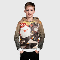 Толстовка на молнии детская GENSHIN IMPACT HU TAO, цвет: 3D-белый — фото 2