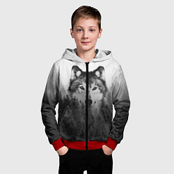 Толстовка на молнии детская Волк, цвет: 3D-красный — фото 2