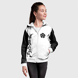 Толстовка на молнии детская Черный клеывер аниме, цвет: 3D-белый — фото 2