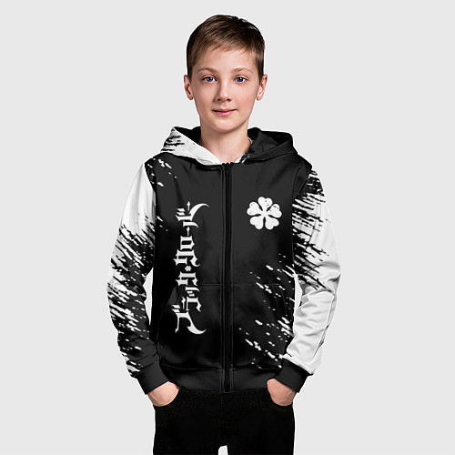 Детская толстовка на молнии Черный клевер / 3D-Черный – фото 3