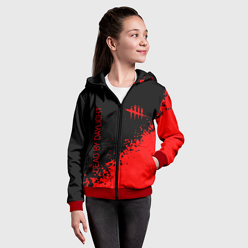 Детская толстовка на молнии Dead by Daylight / 3D-Красный – фото 4