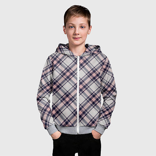 Детская толстовка на молнии Текстура в клетку / 3D-Меланж – фото 3
