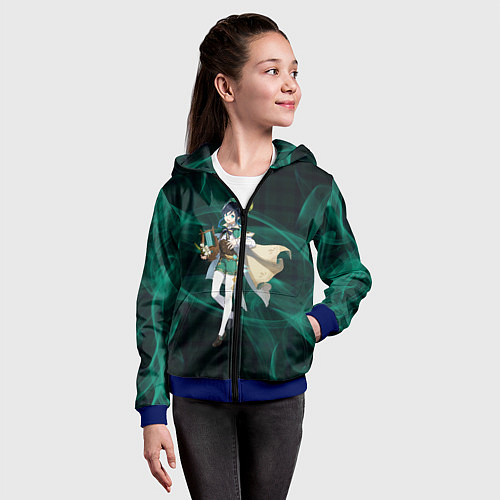 Детская толстовка на молнии Genshin Impact - Venti / 3D-Синий – фото 4