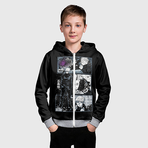 Детская толстовка на молнии Сатору Гото Магическая битва / 3D-Меланж – фото 3