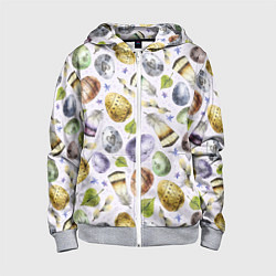 Толстовка на молнии детская Пасха, цвет: 3D-меланж
