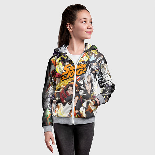 Детская толстовка на молнии ШАМАН КИНГ Король Шаманов / 3D-Меланж – фото 4