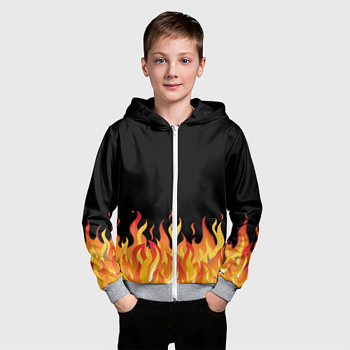 Детская толстовка на молнии ОГОНЬ И НИЧЕГО ЛИШНЕГО / 3D-Меланж – фото 3