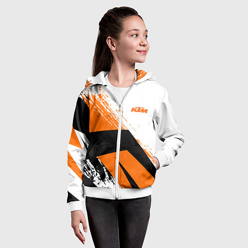 Детская толстовка на молнии KTM КТМ Z / 3D-Белый – фото 4