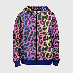 Толстовка на молнии детская Neon Leopard Pattern, цвет: 3D-синий