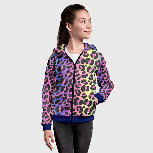 Детская толстовка на молнии Neon Leopard Pattern / 3D-Синий – фото 4