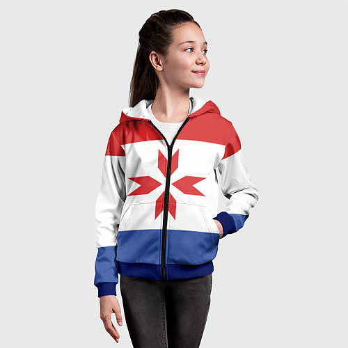 Детская толстовка на молнии Мордовия / 3D-Синий – фото 4