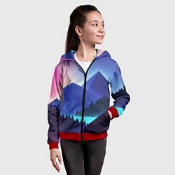 Толстовка на молнии детская Неоновые горы, цвет: 3D-красный — фото 2