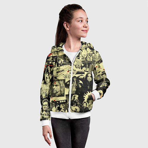 Детская толстовка на молнии РОК КУМИРЫ / 3D-Белый – фото 4