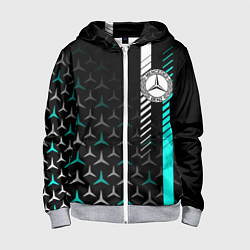Толстовка на молнии детская МЕРСЕДЕС AQUA BLACK GRADIENT, цвет: 3D-меланж