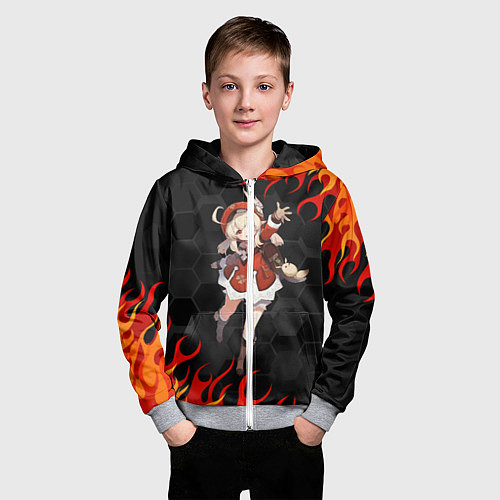 Детская толстовка на молнии Genshin Impact - Klee / 3D-Меланж – фото 3