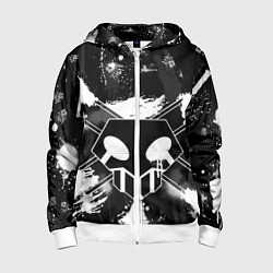 Толстовка на молнии детская БЛИЧ ШИНИГАМИ ЛОГО НА СПИНЕ, цвет: 3D-белый