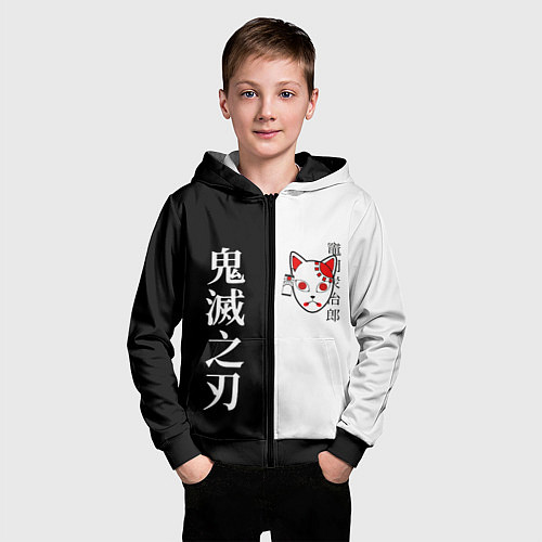 Детская толстовка на молнии МАСКА ТАНДЖИРО TANJIRO MASK / 3D-Черный – фото 3