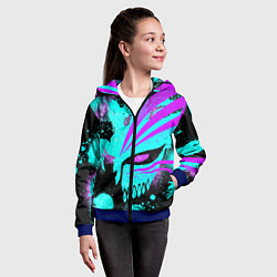 Толстовка на молнии детская БЛИЧ МАСКА ПУСТОГО НЕОН, цвет: 3D-синий — фото 2