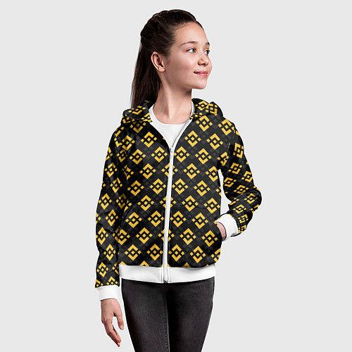 Детская толстовка на молнии ЭМБЛЕМА БИНАНС ПАТТЕРН BINANCE / 3D-Белый – фото 4