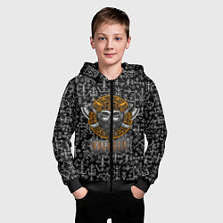 Толстовка на молнии детская Valheim Череп викинга, цвет: 3D-черный — фото 2