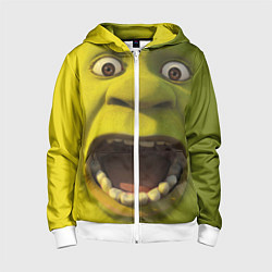 Толстовка на молнии детская Shrek is Yelling, цвет: 3D-белый