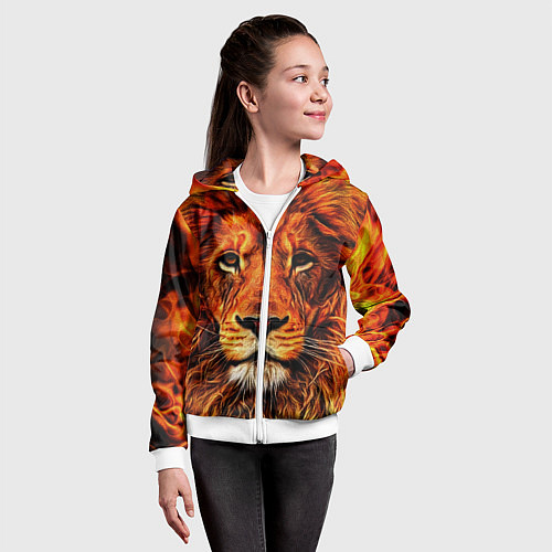 Детская толстовка на молнии LION / 3D-Белый – фото 4