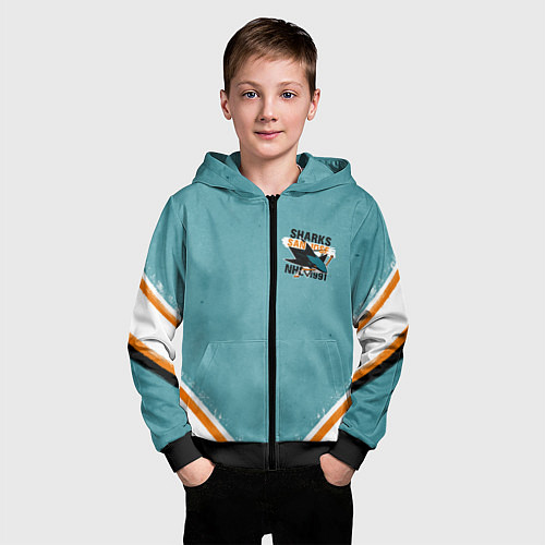 Детская толстовка на молнии Sharks NHL / 3D-Черный – фото 3