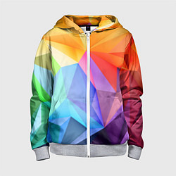 Толстовка на молнии детская Радужная геометрия, цвет: 3D-меланж