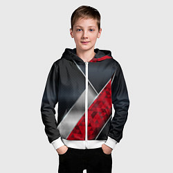 Толстовка на молнии детская 3D BLACK AND RED METAL, цвет: 3D-белый — фото 2