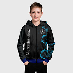 Толстовка на молнии детская Mercedes Мерседес Неон, цвет: 3D-синий — фото 2
