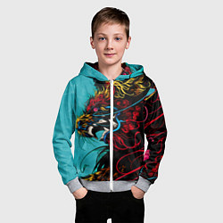 Толстовка на молнии детская Дракон Dragon, цвет: 3D-меланж — фото 2