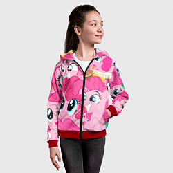 Толстовка на молнии детская Pinkie Pie pattern, цвет: 3D-красный — фото 2