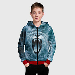 Толстовка на молнии детская Львица в бушующих волнах, цвет: 3D-красный — фото 2