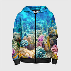 Толстовка на молнии детская Риф, цвет: 3D-черный