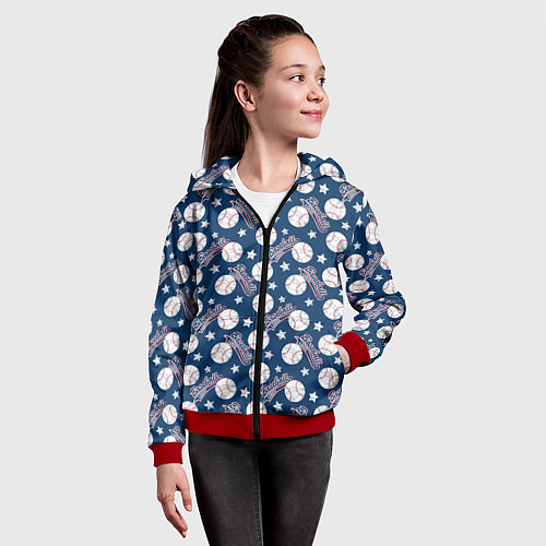 Детская толстовка на молнии Baseball / 3D-Красный – фото 4