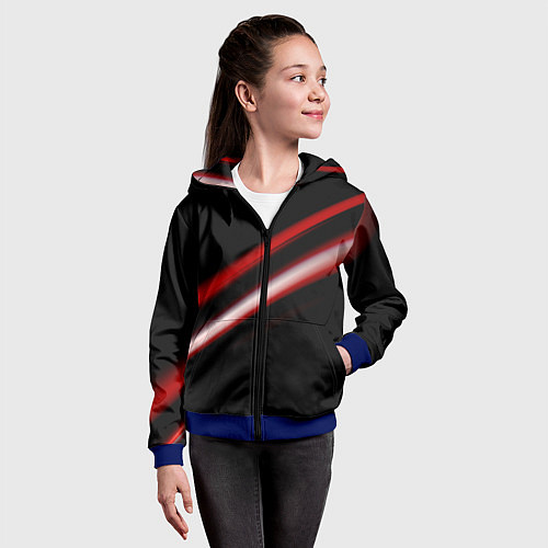 Детская толстовка на молнии Красная линия / 3D-Синий – фото 4