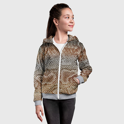 Детская толстовка на молнии Snake skin / 3D-Меланж – фото 4